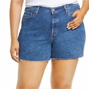 Levi’s 501 Button Fly Raw Edge Hem Denim Shorts 20W NWT